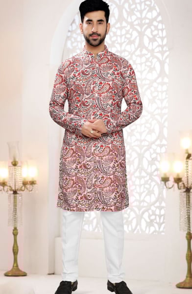 Cream Festival Wear Kurta Set