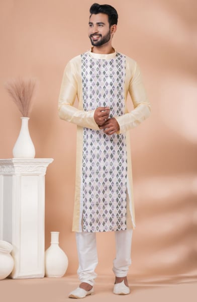 Cream Festival Wear Plus Size Kurta Set