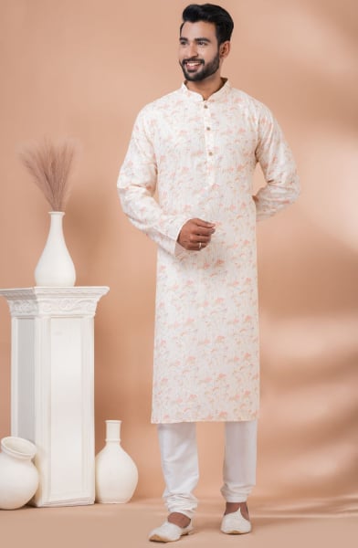 Cream Festival Wear Plus Size Kurta Set