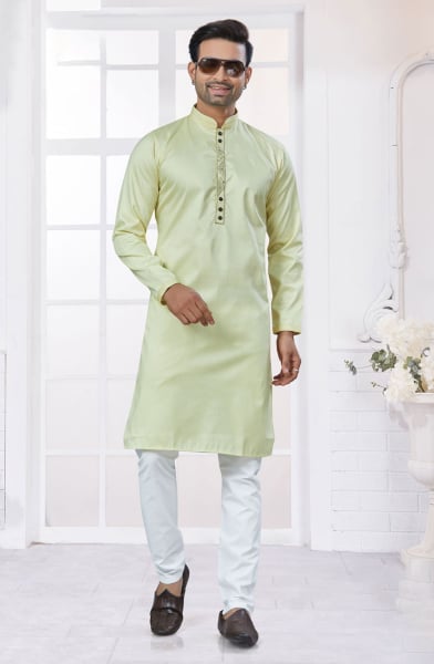 Cream Pure Cotton Kurta Pyjama Set