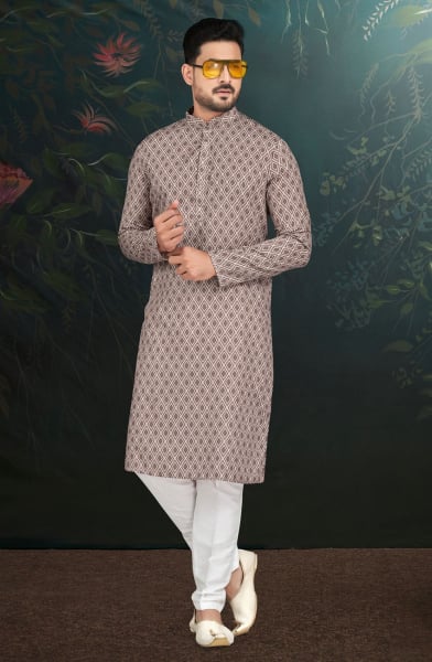 Dusty Grey Printed Rayon Kurta
