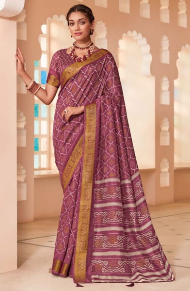 Dusty Pink Silk Saree for Festival