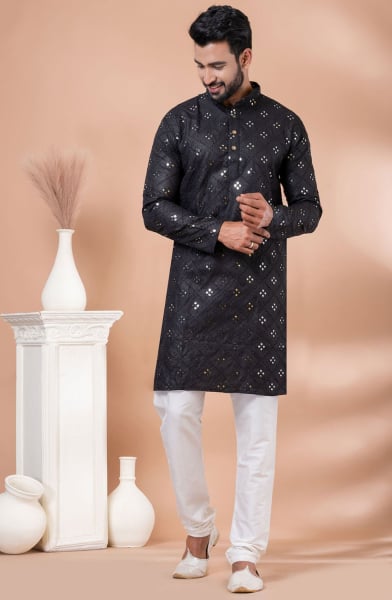 Eid Special Black Mirror Work Kurta Set