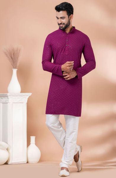 Eid Special Magenta Sequins Kurta Set