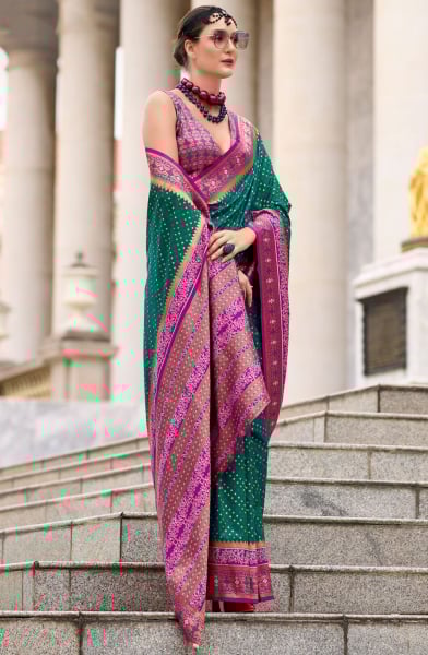 Emerald Green Woven Banarasi Silk Saree