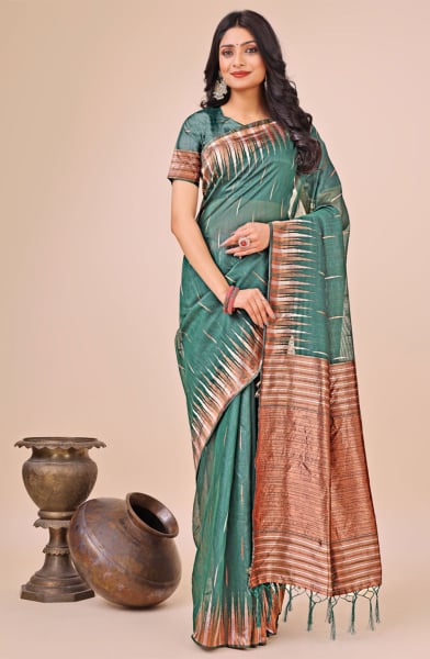 Fern Linen Cotton Printed Saree