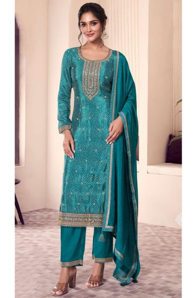 Firozi Embroidered Chinnon Pant Kameez