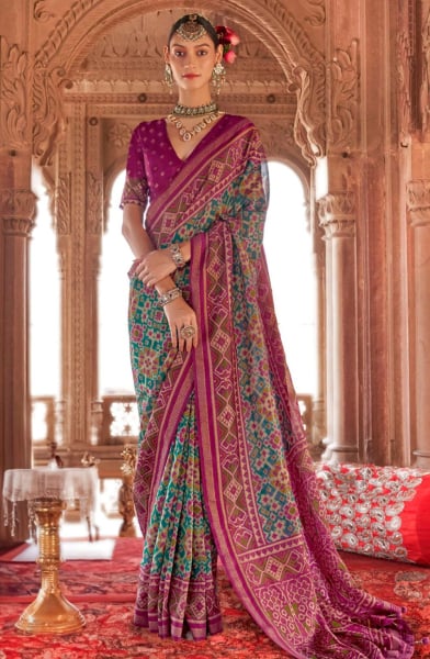 Firozi Georgette Party Wear Saree