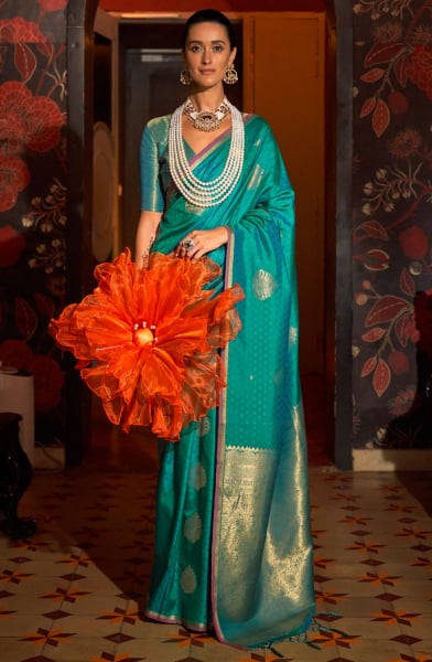 Firozi Handloom Weaving Silk Saree