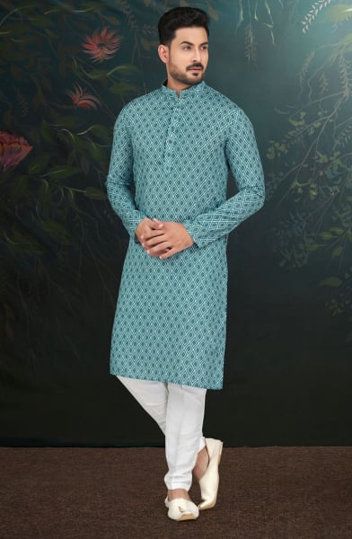Firozi Printed Rayon Kurta