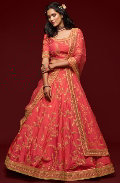 Gajari Embroidered Art Silk Designer Lehenga Choli