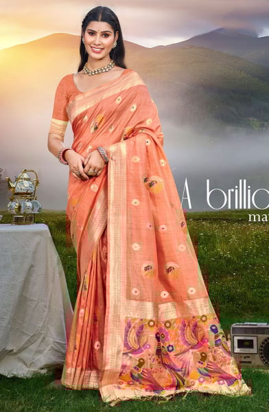 Gajari Heavy Assam Silk Meena Work Saree for Festival