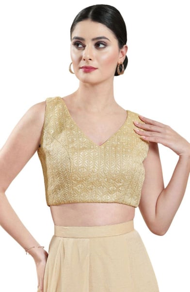 Golden Embroidered Brocade Blouse