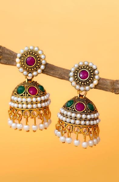Golden Moti Earrings