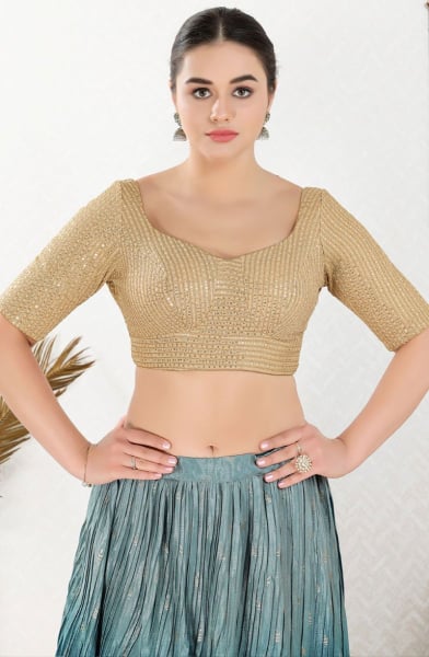 Golden Sequins Embroidered Georgette Blouse