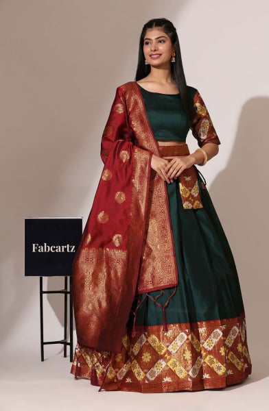 Green Art Silk Party Wear Lehenga Choli Set