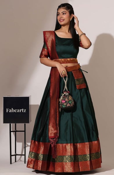Green Art Silk Party Wear Lehenga Choli Set