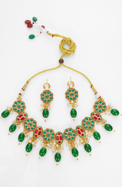 Green Designer Necklace Set