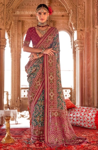 Green Georgette Party Wear Saree