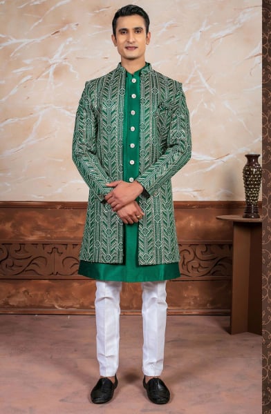 Green Heavy Indo Western Outfit