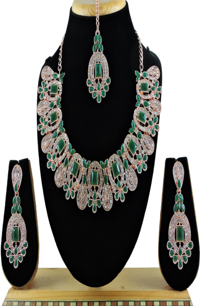 Green Kundan Work Designer Necklace Set