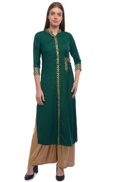 Green Rayon Party Wear Kurti