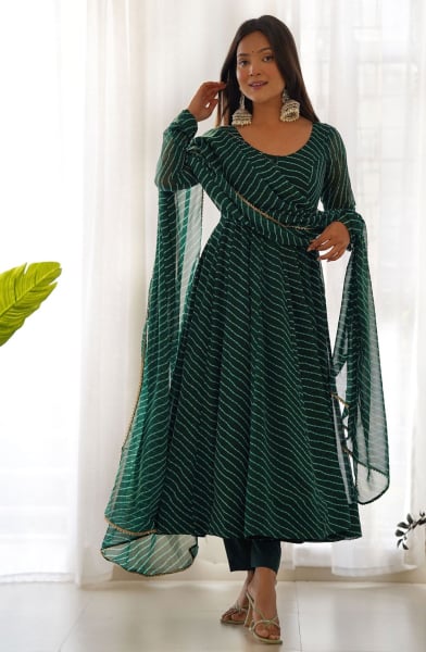 Green Readymade Anarkali Suit