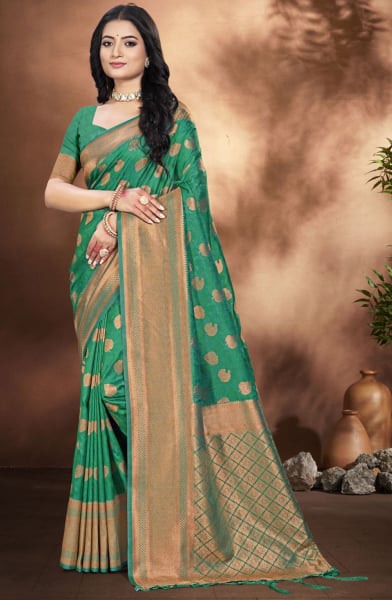 Green Silk Woven Work Saree