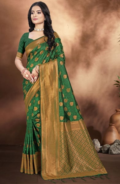 Green Silk Woven Work Saree