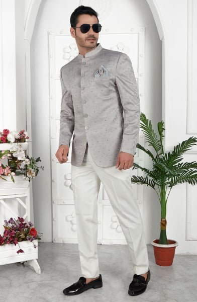 Grey Art Silk Blazer