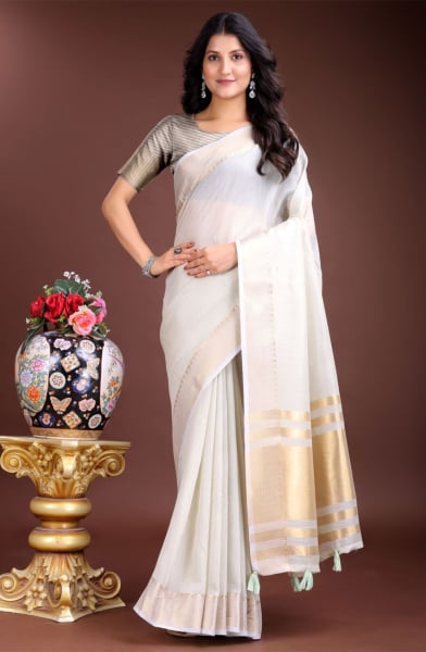 Grey Cotton Saree