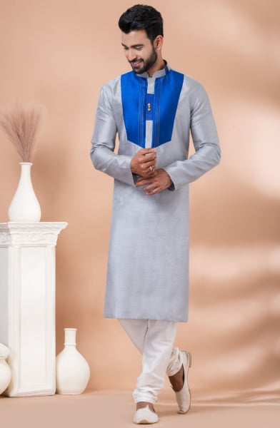 Grey Festival Wear Plus Size Kurta Set