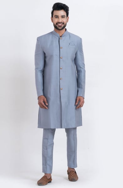 Grey Heavy Designer Indo Western Outfit