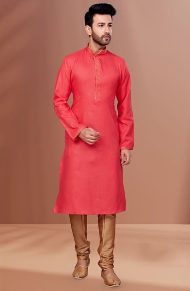 Hot Pink Pink Cotton Kurta Set