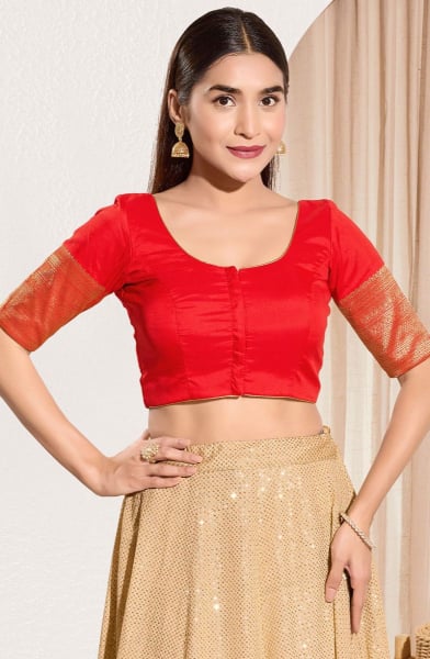 Hot Red Taffeta Silk Blouse