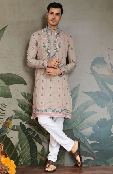 Ivory Viscose Silk Kurta for Festival