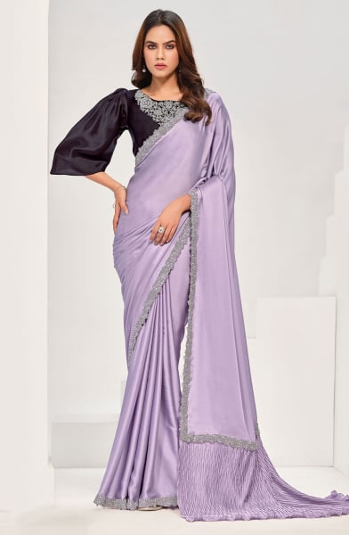 Lavender Designer Embroidered Saree