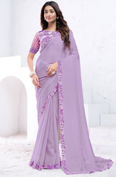 lavender Heavy Designer Saree