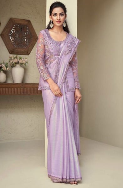 Lavender Heavy Designer Saree