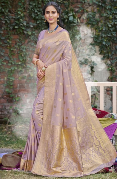 Lavender Silk Zari Woven Saree