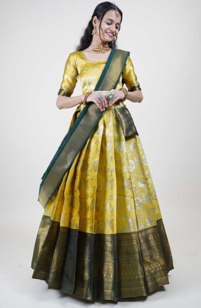 Lemon Yellow Art Silk Lehenga Choli for Ceremonial