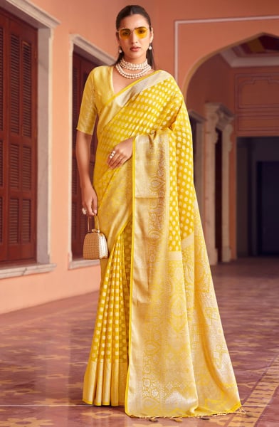 Lemon Yellow Georgette Saree for Party
