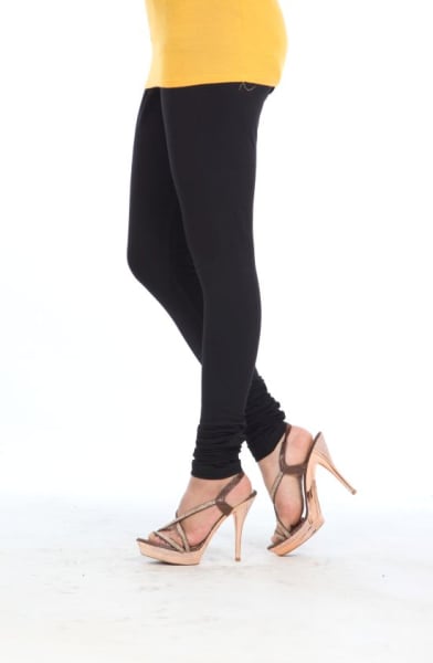 Black Cotton Lycra Womens Leggings