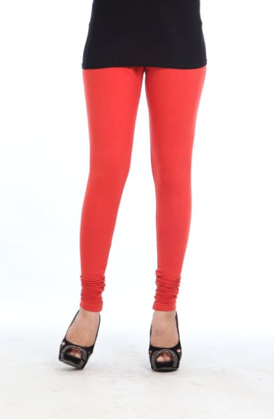 Deep Orange Cotton Lycra Leggings