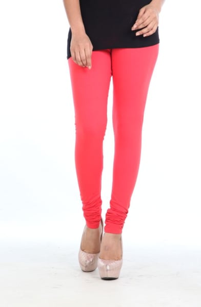 Red Solid Womens Leggings