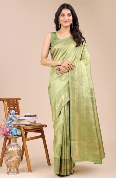 Light Green Banarasi Silk Woven Saree