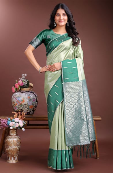 Light Green Silk Woven Saree