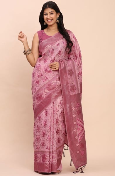 Light Pink Linen Cotton Saree