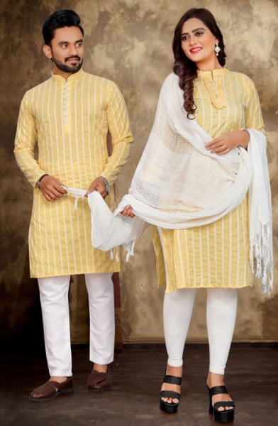 Light Yellow Pure Linen Cotton Combo