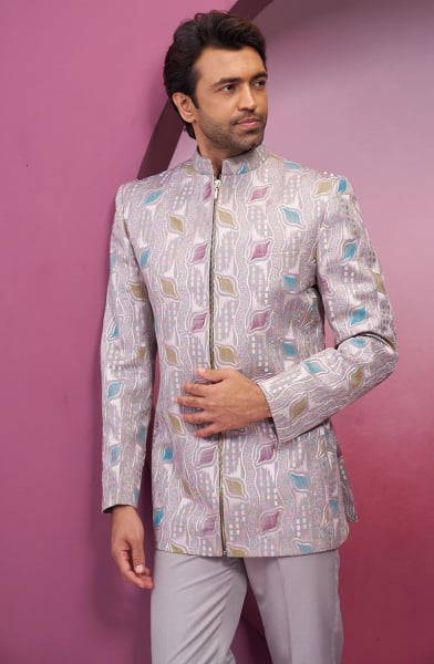 Lilac Terry Rayon Designer Jodhpuri Suit
